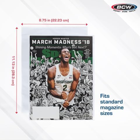 BCW Magazine Bags - 1 Pack of 100 | Acid-Free, Crystal Clear Polypropylene Sleeves for Archival-Quality Storage of Collectible Magazines | Protect and Showcase Your Valuable Comic Book Collection