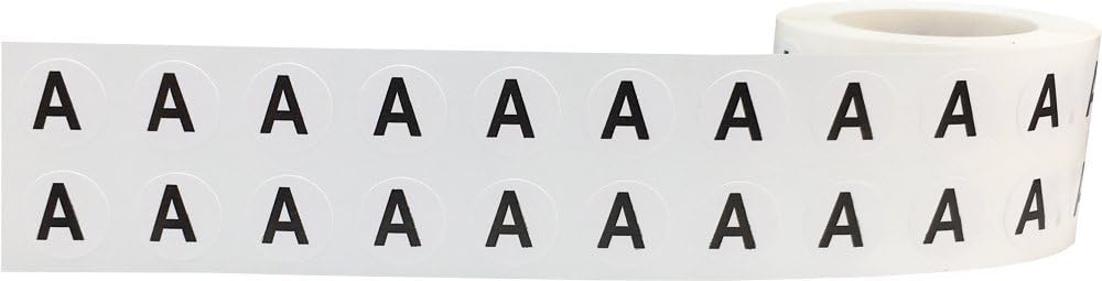 Letter A Inventory Labels .5 Inch Round Circle Dots 1,000 Adhesive Stickers