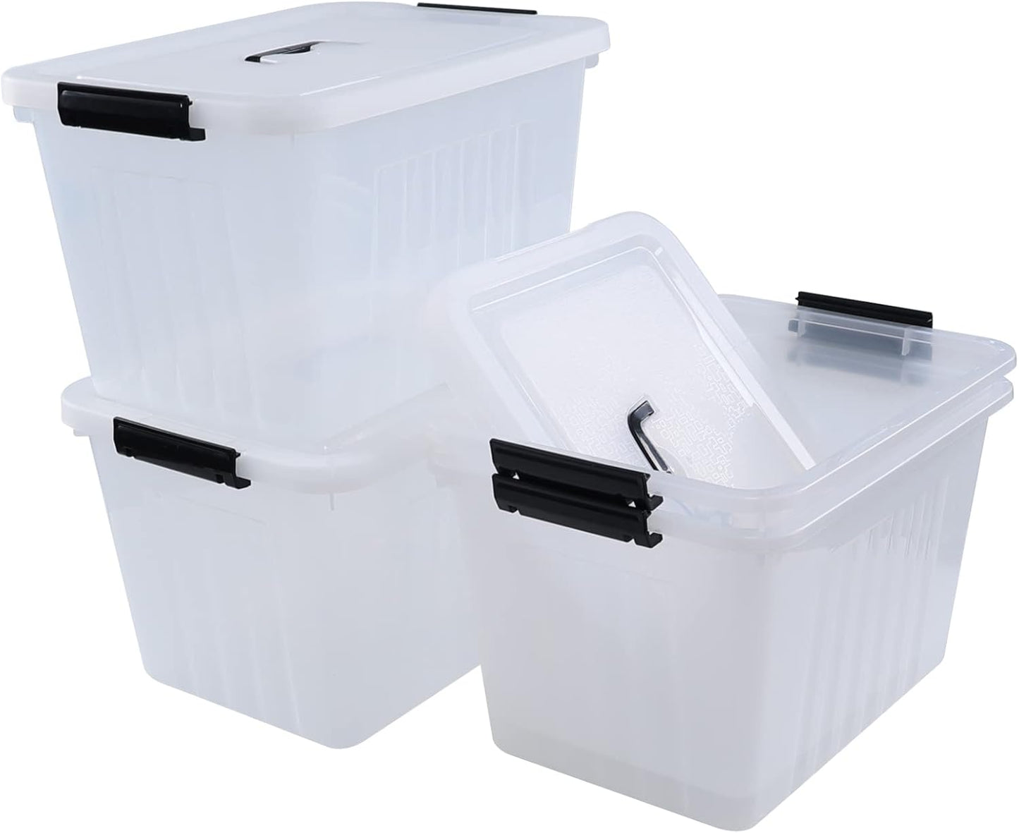 Farmoon 20 Quart Clear Latching Storage Bin with Handle, 4 Packs Plastic Storage Boxes