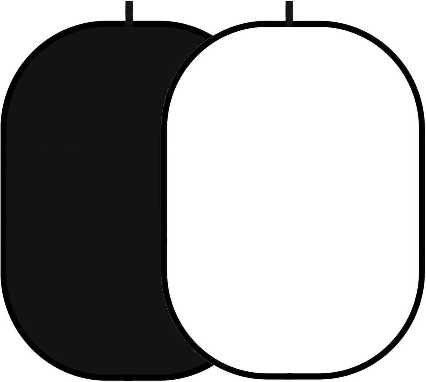 3.3x5ft/1x1.5m Chromakey Backdrop, 2-in-1 Black Screen and White Screen, Collapsible Reversible Pop Up Background for Photography Studio, Live Streaming, Video Shooting (Black/White)