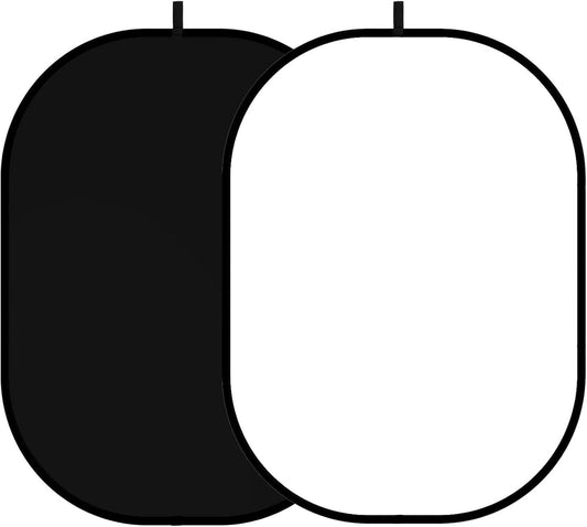 3.3x5ft/1x1.5m Chromakey Backdrop, 2-in-1 Black Screen and White Screen, Collapsible Reversible Pop Up Background for Photography Studio, Live Streaming, Video Shooting (Black/White)