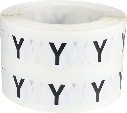Letter Y Inventory Labels .5 Inch Round Circle Dots 1,000 Adhesive Stickers