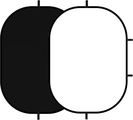 5x6.6ft/1.5×2m Chromakey Backdrop, 2-in-1 Black Screen and White Screen, Collapsible Reversible Pop Up Background for Photography Studio, Live Streaming, Video Shooting (Black/White)