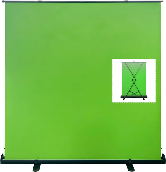 LIHONG Large Green Screen Collapsible Chroma Key Backdrop,Portable Retractable for Video, Live Game,Aluminum Base,Wrinkle Resistant Fabric,Pull-up Style,Auto-Locking Frame (78.7Wx78.7H inch)