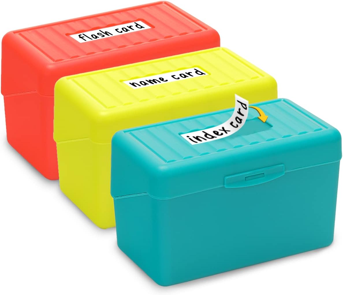 H4D Index Card Holder 3x5, Index Card Box Organizer Case, 3x5 Flash Note Card Holder, 3 Packs (Red/Green/Yellow)