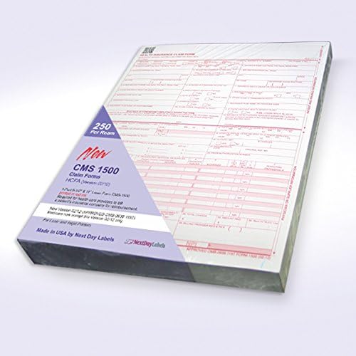 NextDayLabels - CMS 1500 / HCFA 1500 Insurance Claim Forms - Laser/Ink-Jet Compatible (New Version 02/12) Letter Size 8-12" x 11", 250 Sheets Per Pack