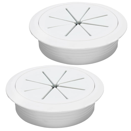 Desk Grommet 2-3/8" (60 mm), Desk Hole Cover for Cables White, Cable Grommet ABS Plastic, Desk Hole Grommet for Office and Home Table Cable, Detachable & Flexible Cable Cord Organizer-2 Pcs