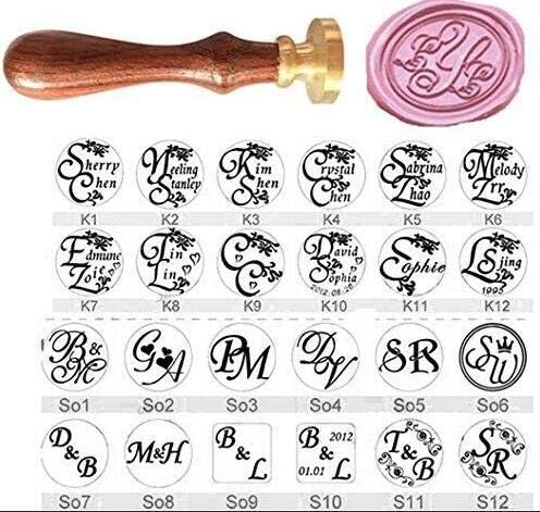 Vintage Custom Made 128 Styles Personalized Your Design Double Letters Name Date Logo Picture Wedding Invitation Wax Seal Sealing Stamp Rosewood Handle Set