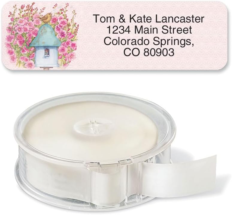 Everyday Birds Rolled Personalized Return Address Mailing Labels with Dispenser, Set of 250, Small ¾ x 2½ Inch Size, Custom Self-Adhesive Sticker Roll, by Colorful Images