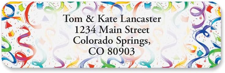 Colorful Images Birthday Surprise Rolled Personalized Return Address Mailing Labels with Dispenser, Customize with Name & Shipping Address, 125 ¾” x 2½” Self Adhesive, Easy Peel Label Roll