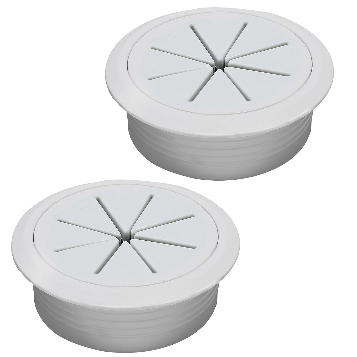 Desk Grommet 2-3/8" (60 mm), Desk Hole Cover for Cables Grey, Cable Grommet ABS Plastic, Desk Hole Grommet for Office and Home Table Cable, Detachable & Flexible Cable Cord Organizer-2 Pcs
