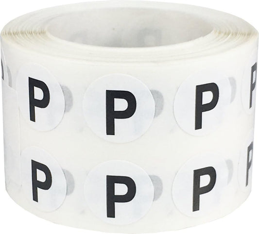 Letter P Inventory Labels .5 Inch Round Circle Dots 1,000 Adhesive Stickers