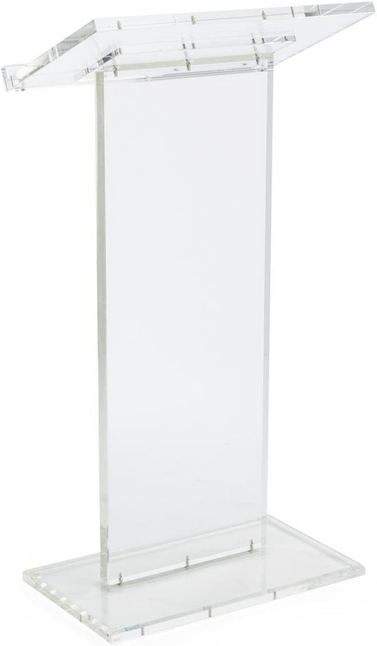 Tall Clear Podium, Floor Standing Lectern with Lip for Books or Presentation (Acrylic)