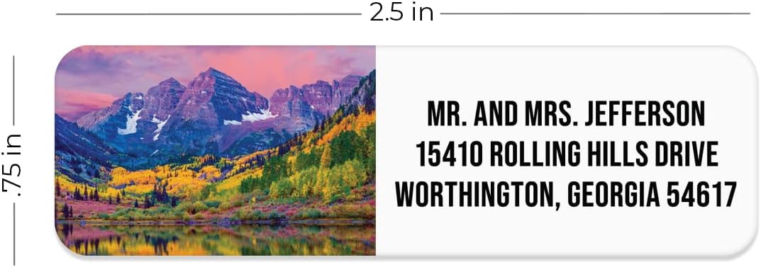 Scenic Landscape Rolled Address Labels / 500 Personalized Return Address Labels/Designer Address Stickers in Elegant Plastic Dispenser