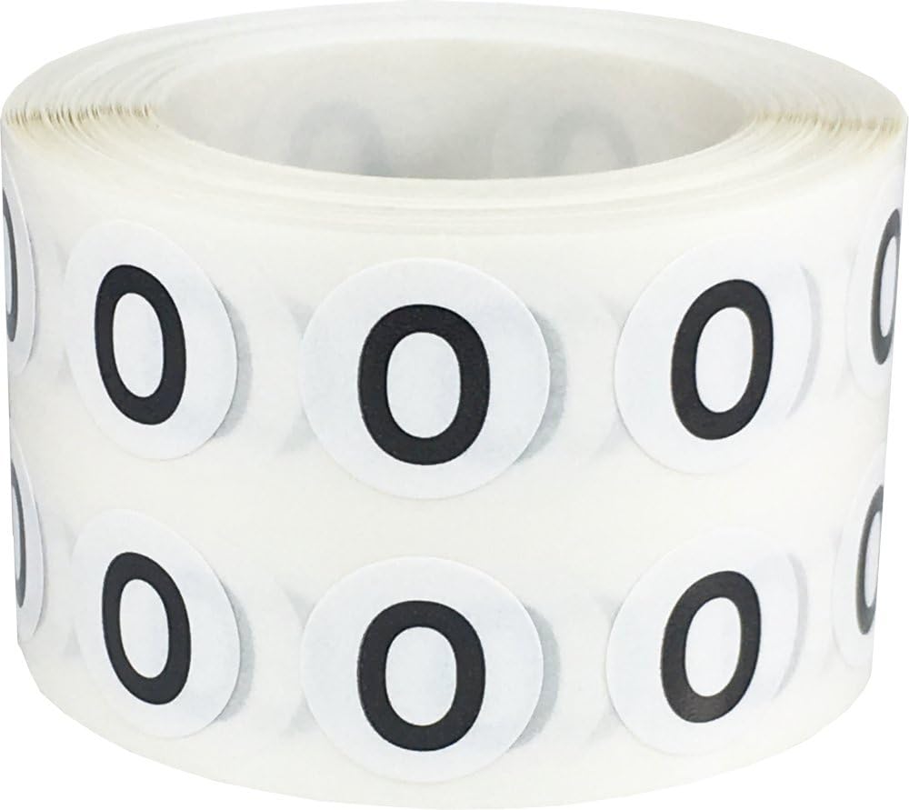 Letter O Inventory Labels .5 Inch Round Circle Dots 1,000 Adhesive Stickers