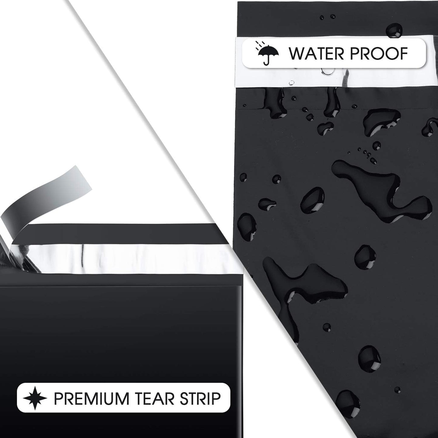 Metronic Poly Mailers 12x15.5 Envelope Mailers 100pack Shipping Bags with Self Adhesive Waterproof and Tear-Proof Postal Bags in Black