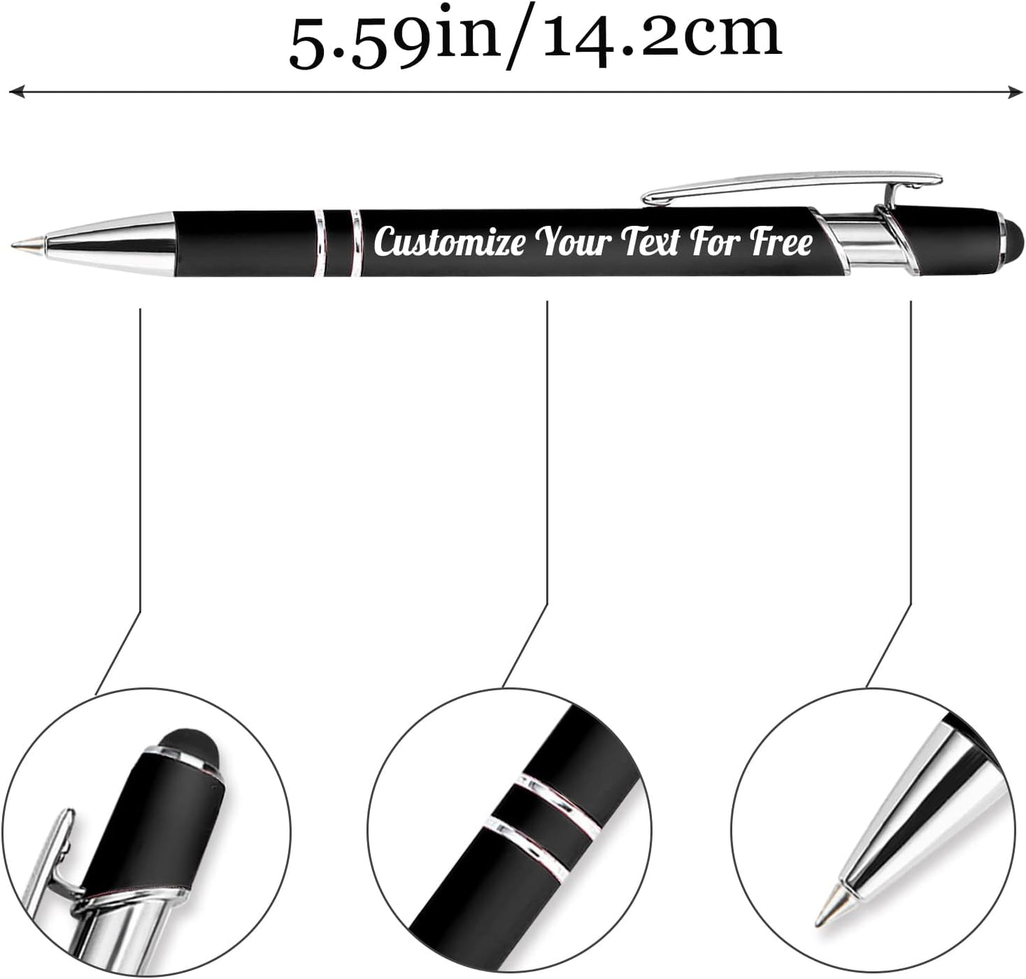 Max 500 Pcs Personalized Pens Bulk, Custom Pens with Free Engraving, Customized Stylus Tip Ballpoint Pen with Your Name Massage Text for School Office Business Graduation Anniversaries-20 Packs