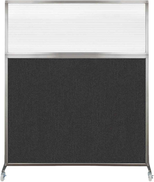 Versare Hush Screen Portable Room Divider with Wheels | Workstation Wall Divider | Freestanding Privacy Hush Panels | Clear Fluted Windows | Fabric Office Divider Screen | Great for Room Separation