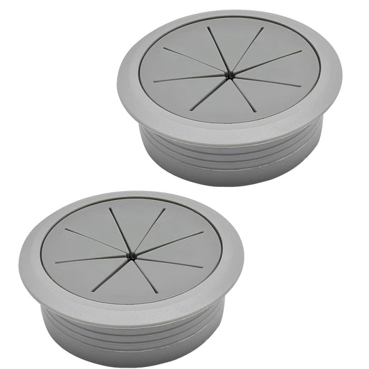 Desk Grommet 2" (50 mm), Desk Hole Cover for Cables Dark Grey, Cable Grommet ABS Plastic, Desk Hole Grommet for Office and Home Table Cable, Detachable & Flexible Cable Cord Organizer-2 Pcs