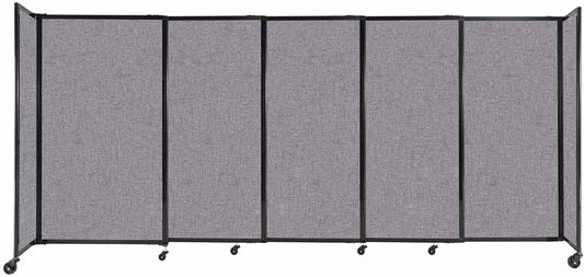 Versare Straightwall Sliding Portable Wall Partition | Freestanding Office Dividers | Locking Wheels | Temporary Room Separator | 11'3'' Wide x 5' Tall Cloud Gray Fabric Panels