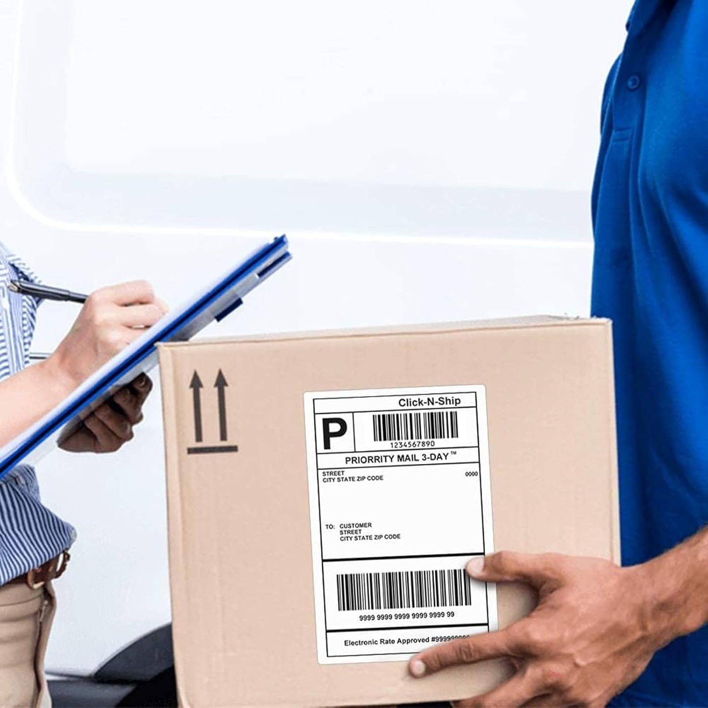 L LIKED 4"x 6" Direct Thermal Labels White Perforated Shipping Label, 250 Labels per Roll, 2 Rolls