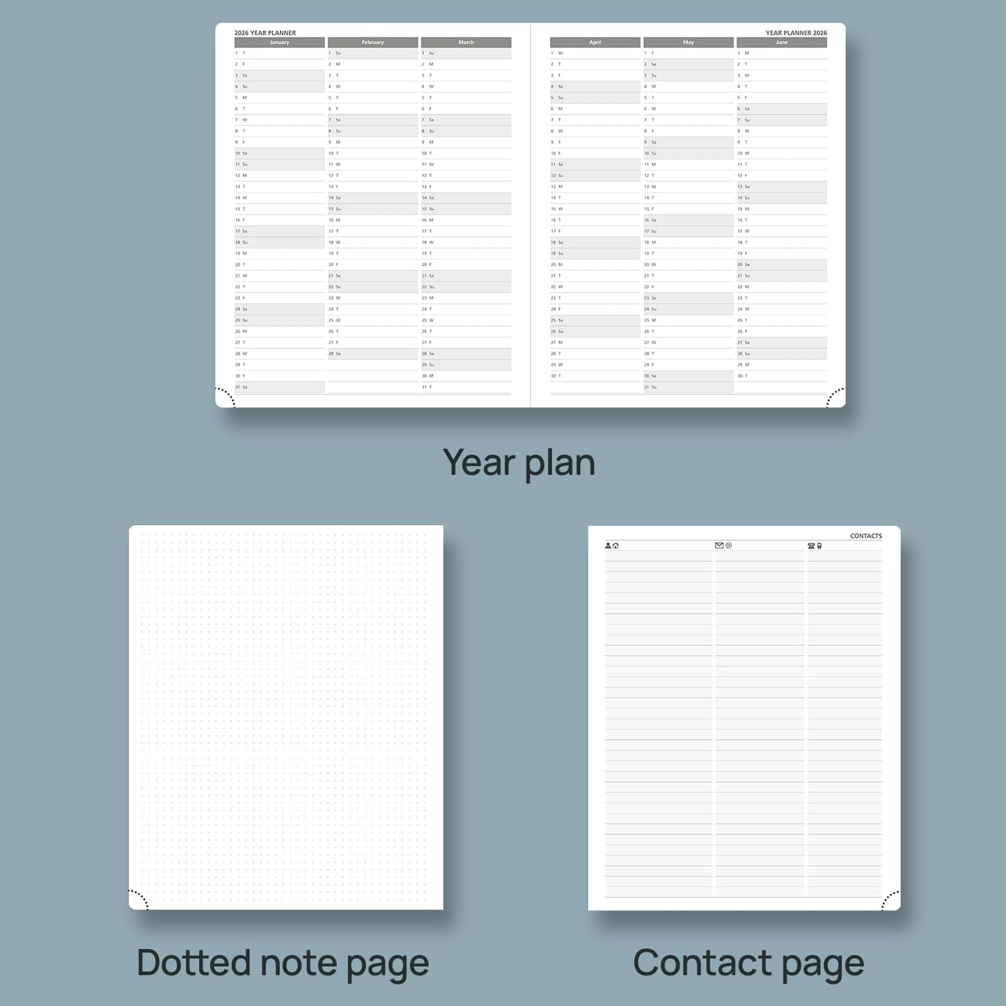 POPRUN Planner 2025-2026 (Large 8.5''x 10.5''), Horizontal Weekly Notebook Jul.2025 - Jun.2026, Academic Appointment Book with Monthly Tabs, Leather Hardcover, Inner Pocket, 100 GSM - Soft Pink