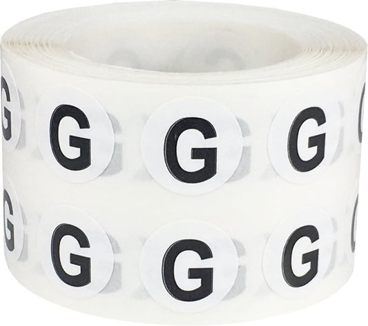 Letter G Inventory Labels .5 Inch Round Circle Dots 1,000 Adhesive Stickers