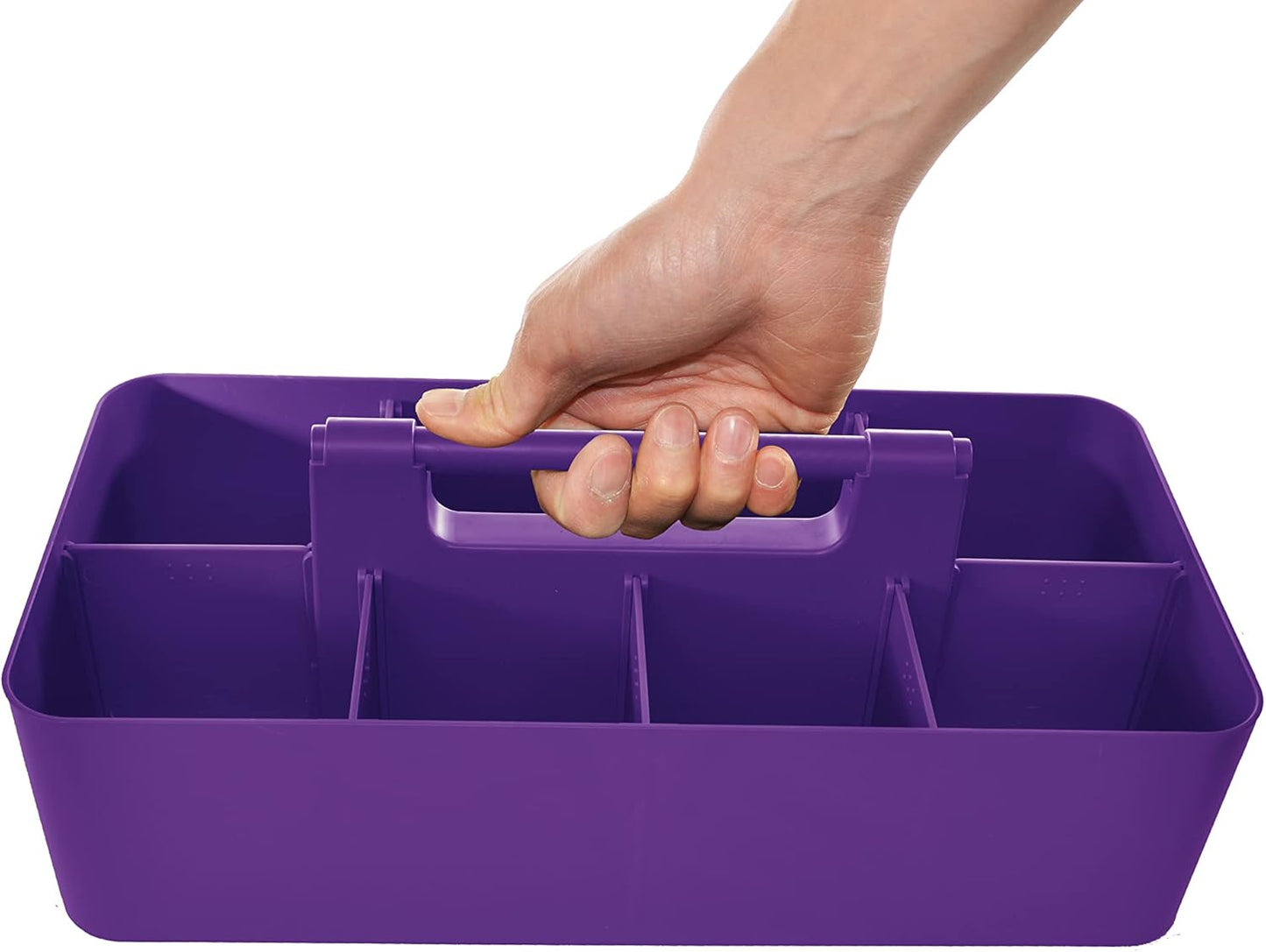 -Large Portable Caddy, DIY Dividers, 8 Compartments, School Office Supplies Home Business Organizer Portable Basket with Handle Made in USA (6 PACK, Royal Purple)