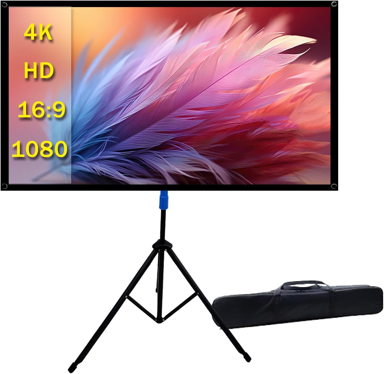 Projector Screen with Stand Outdoor 100 inch 4K HD 1.5-Gain Wrinkle-Resistant Movie Screen, 160° Viewing Angle, Projection Screen for Movie Night and Indoor 【100in】