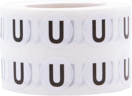 Letter U Inventory Labels .5 Inch Round Circle Dots 1,000 Adhesive Stickers