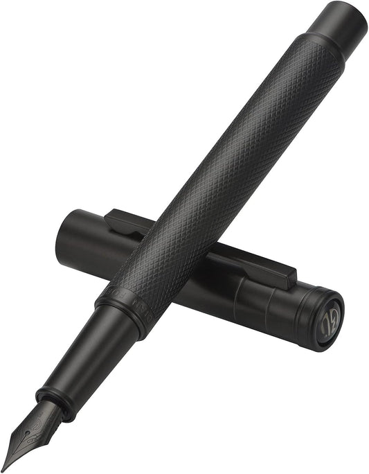 Black Forest Fountain Pen Fine Nib, Ink Cartridge Not Included, Classic Design with Converter and Metal Pen Case Set