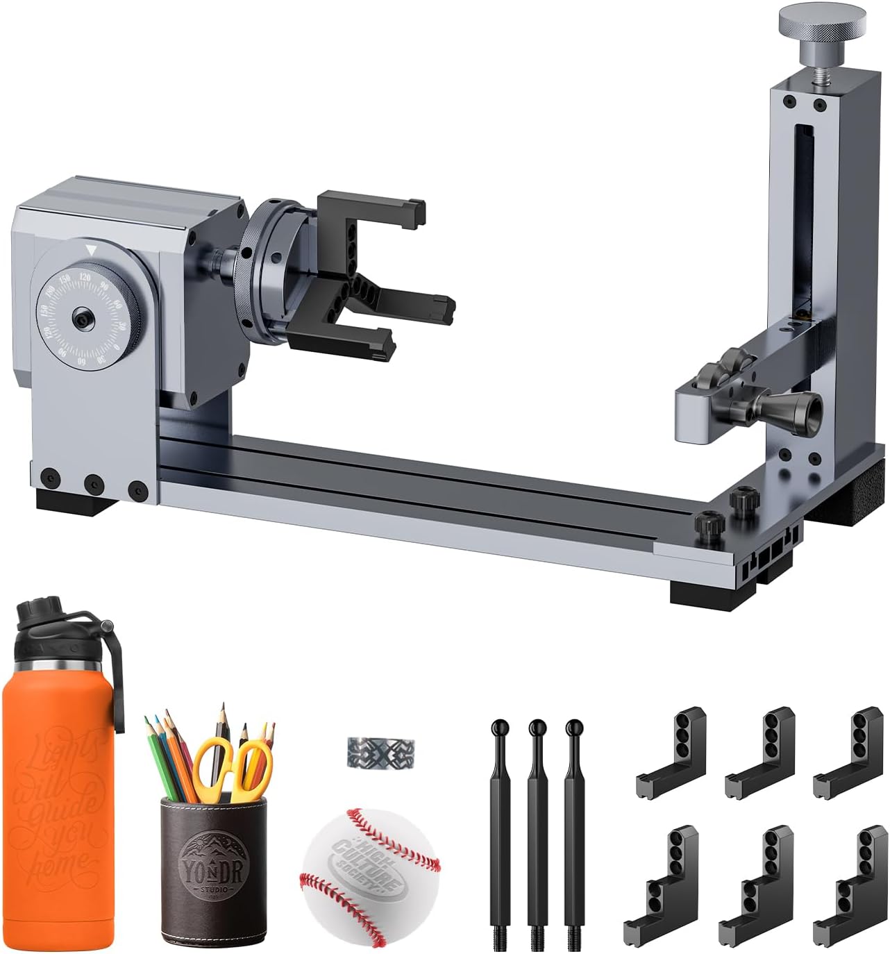 Longer Rotary Extension for Nano Series， Ray5 Series， B1 Series, Other Frame Engraving Machines (Must with 12 Pcs Riser), Y-axis Rotary Roller for Engraving Cylindrical Objects, Wine Glass, Tumbler
