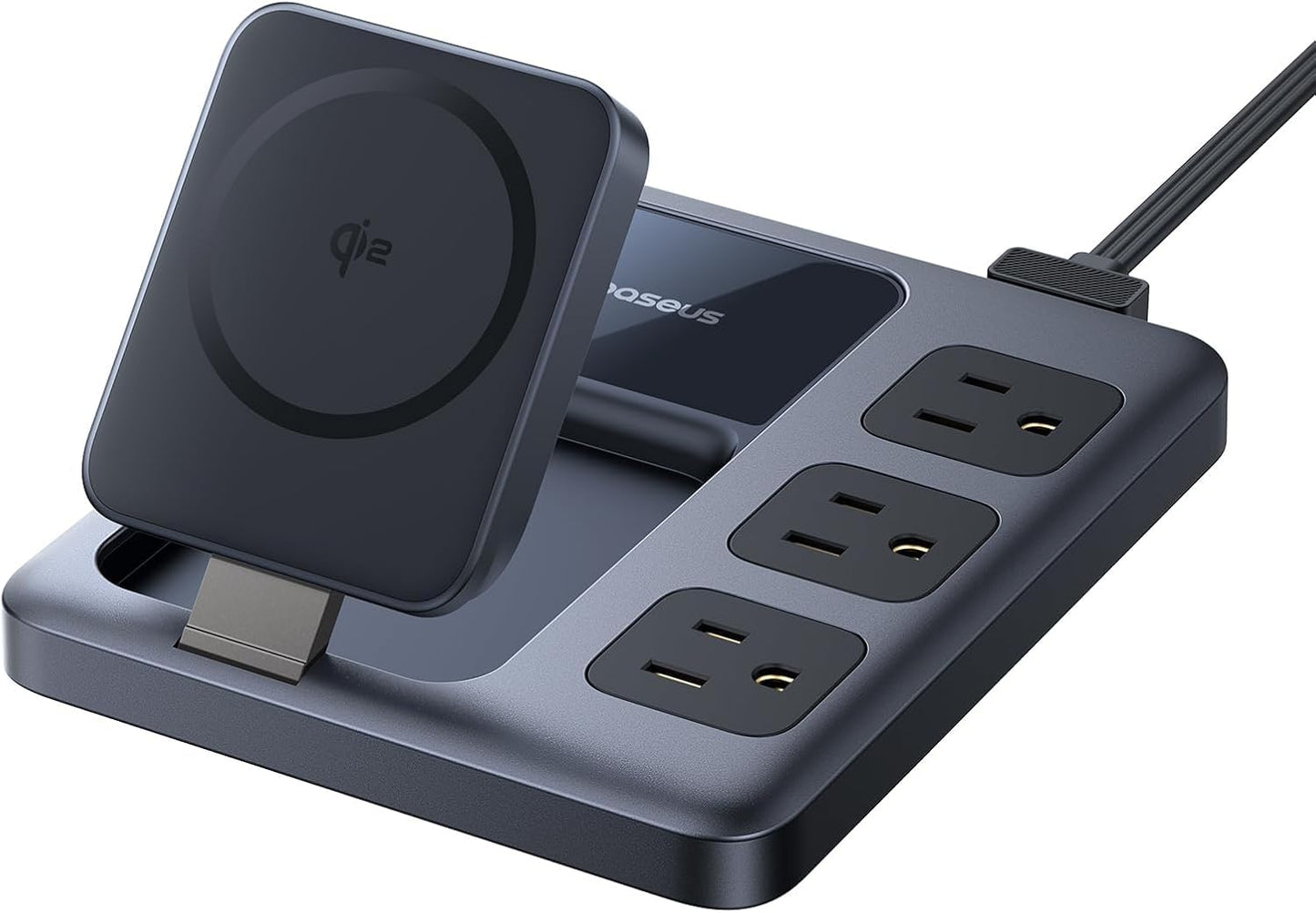 Baseus Nomos 8-in-1 Charging Station 67W, Qi2 Certified 15W Magnetic Wireless Charger with 3AC & 4USB, Foldable Detachable Slim Power Strip for Magsafe, iPhone 16/15 Pro Max, MacBook Pro