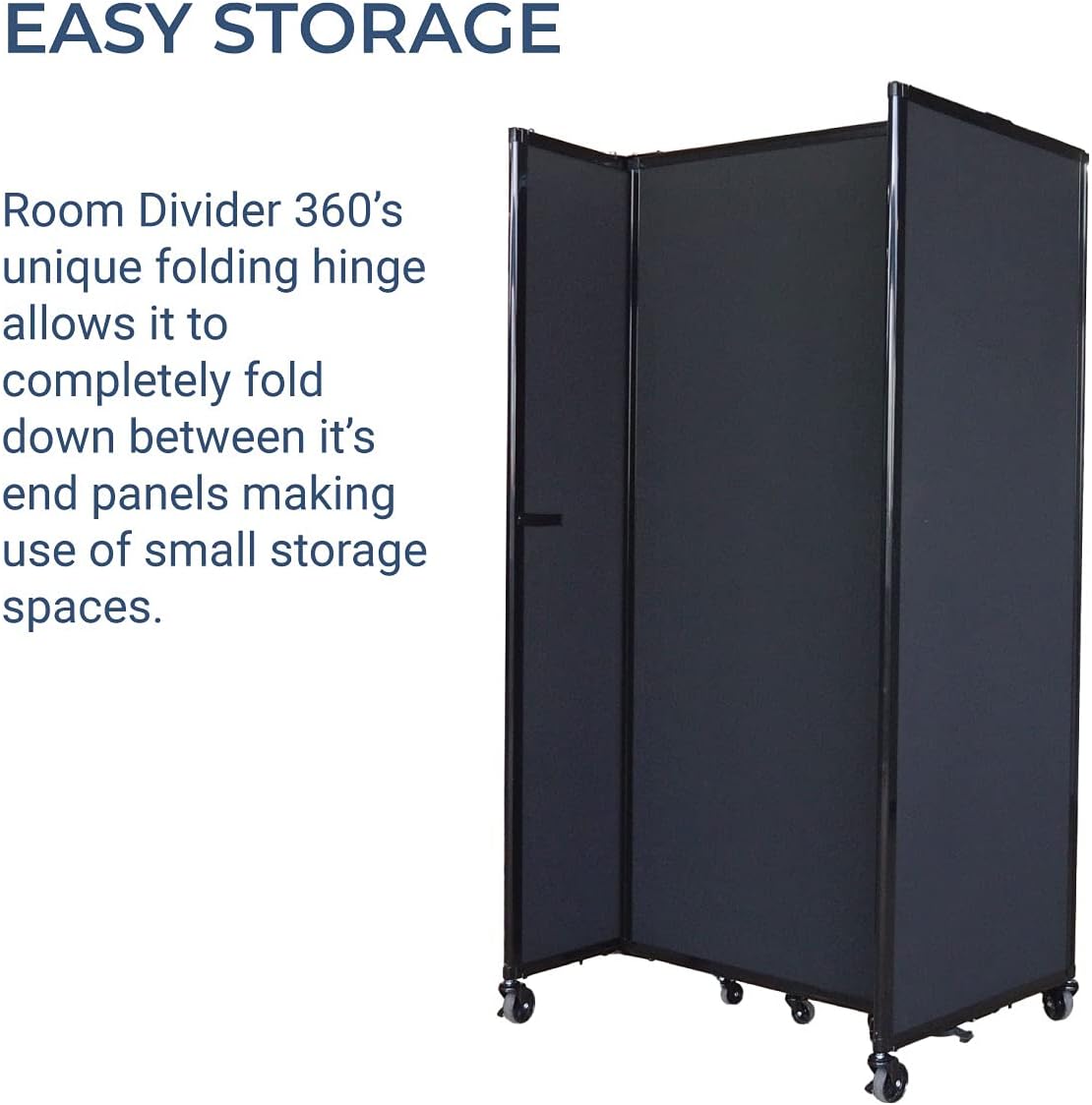 Versare Straightwall Sliding Portable Wall Partition | Freestanding Office Dividers | Locking Wheels | Temporary Room Separator | 11'3'' Wide x 4' Tall Black Fabric Panels