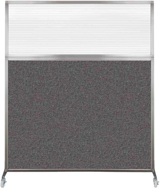 Versare Hush Screen Portable Room Divider with Wheels | Workstation Wall Divider | Freestanding Privacy Hush Panels | Clear Fluted Windows | Fabric Office Divider Screen | Great for Room Separation