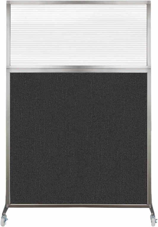 Versare Hush Screen Portable Room Divider with Wheels | Workstation Wall Divider | Freestanding Privacy Hush Panels | Clear Fluted Windows | Fabric Office Divider Screen | Great for Room Separation