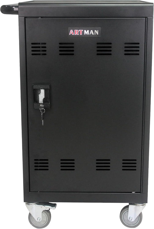 32 Device Mobile Charging Station for Laptops/Tablets/iPads/Chromebooks,32 Bay Lockable Charging Cabinet with Cable Management & Power Strip, Laptop & Tablet Storage Carts,Easy Assembly