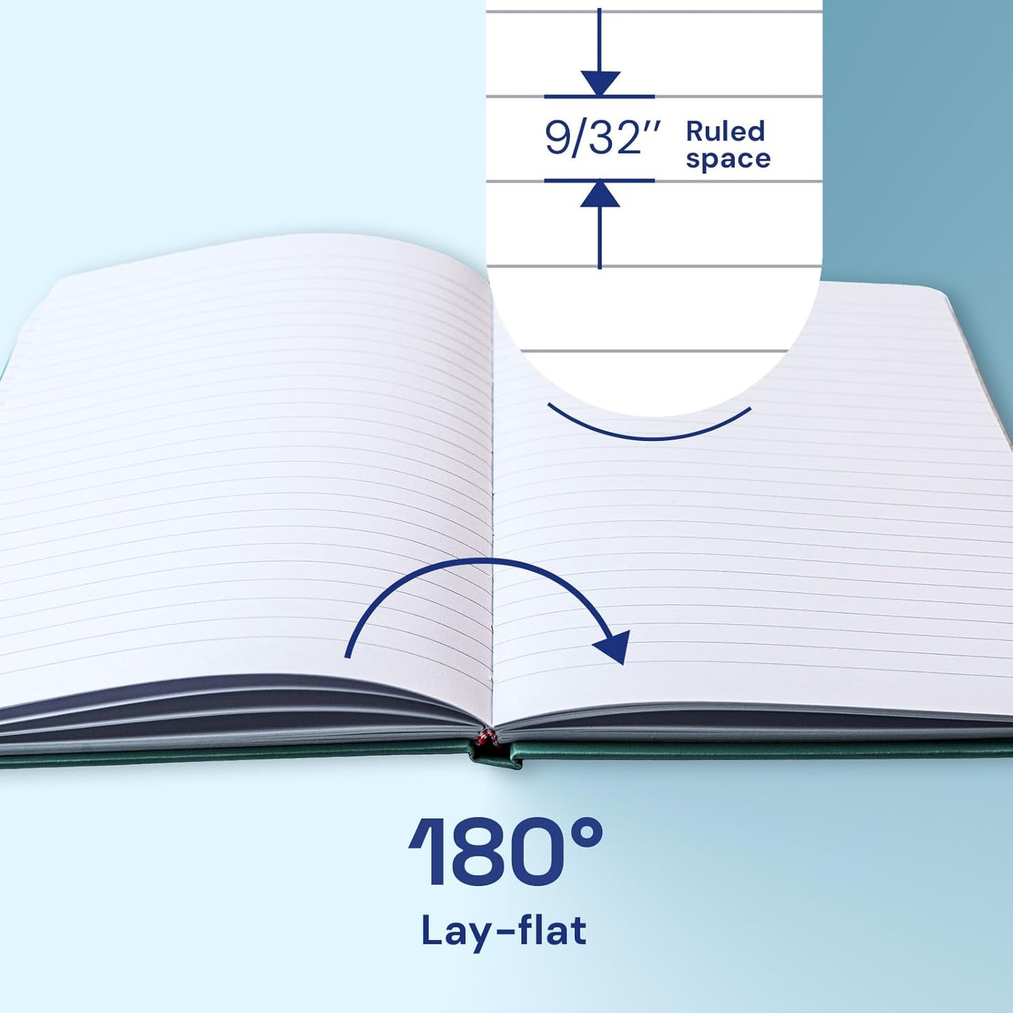 A5 Lined Journal Notebook, 7mm College Ruled Notepad, Journaling for Writing, Work, School, Travel and Note Taking, Hardcover 160 Pages (80 Sheets) 5.79 x 8.3 inches (Midnight Green)
