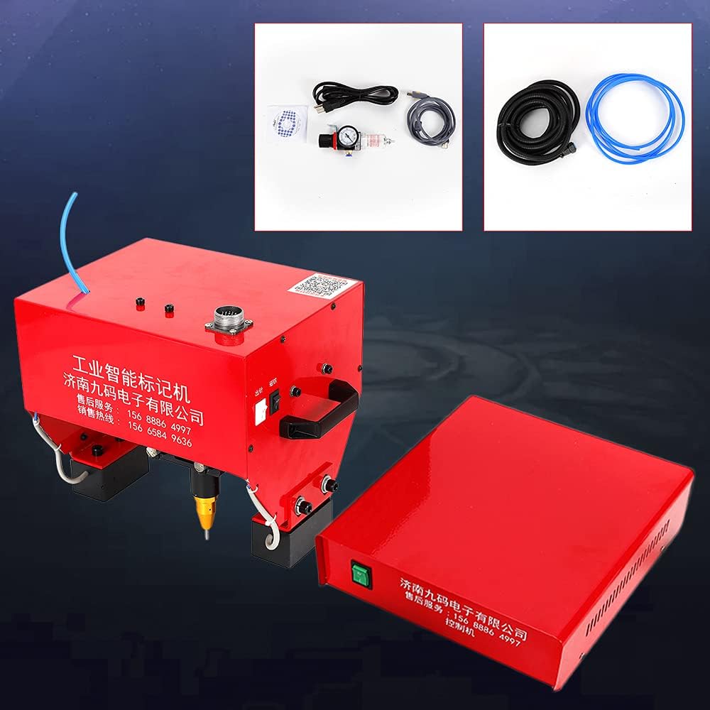 Gdrasuya10 0.01-1mm Depth Pneumatic Dot Peen Marking Machine Rotary Marking Machine, Metal Engraving Machine Mobile Scribe Marking Machine Marking Range 110 x 70mm
