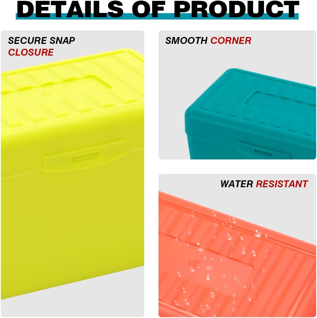 H4D Index Card Holder 3x5, Index Card Box Organizer Case, 3x5 Flash Note Card Holder, 3 Packs (Red/Green/Yellow)