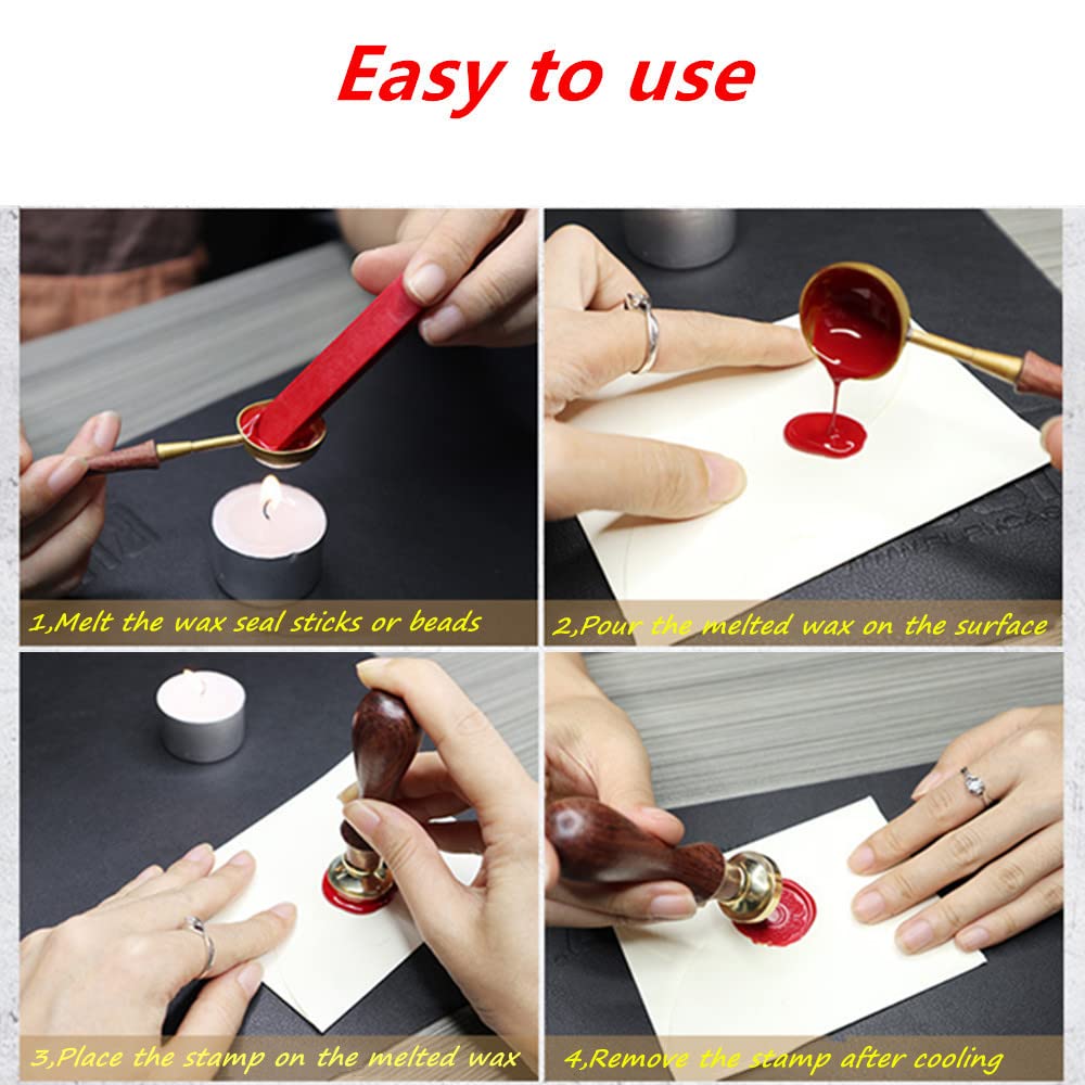 Wax Seal Stamp With Removable Brass Head Wooden Handle - Southern Swallow Design for Envelope Sealing