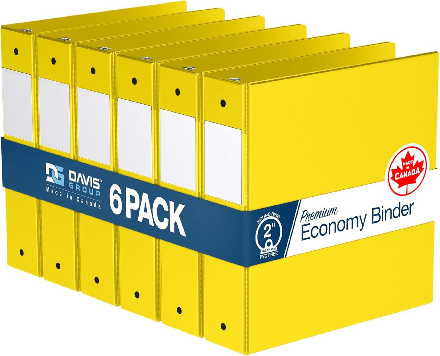 Premium Economy 6-Pack 3-Ring Binders for School or Office, Round-Ring Binders, 2 Inch, Yellow