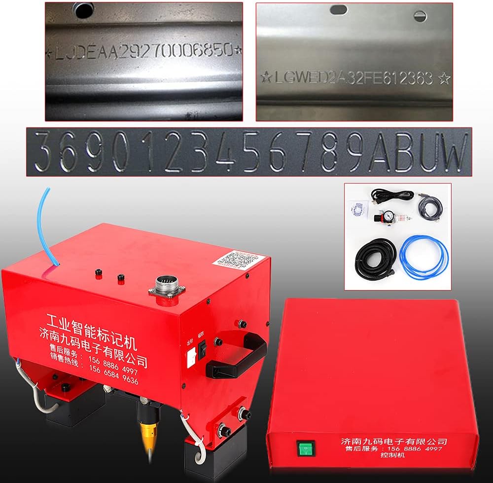 Gdrasuya10 0.01-1mm Depth Pneumatic Dot Peen Marking Machine Rotary Marking Machine, Metal Engraving Machine Mobile Scribe Marking Machine Marking Range 110 x 70mm