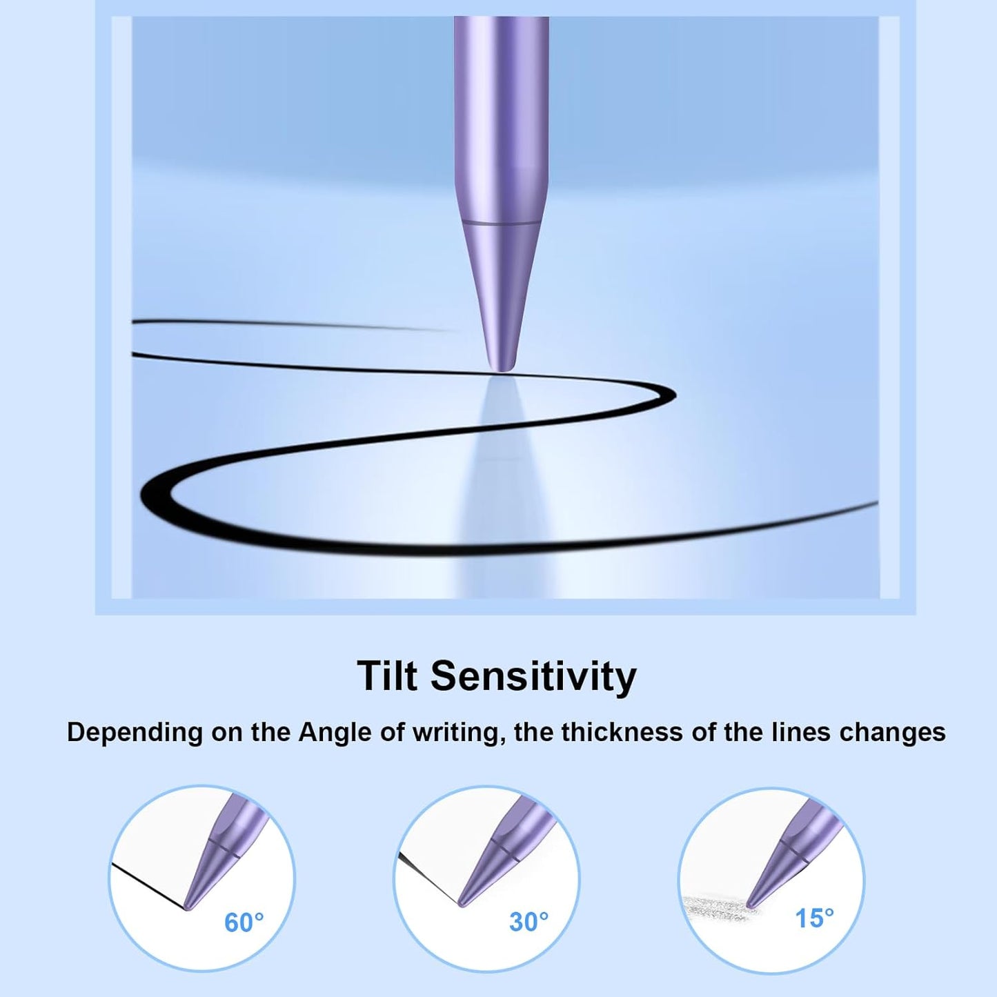 Stylus Pen for iPad 9th&10th - Fast Charge for iPad Pencil Palm Rejection Active Pen Compatible with (2018-2025) Apple iPad 6/7/8/9/10/11(A16), Pro 11"/12.9"/M4, Mini 5/6, Air 3/4/5/M2/M3 (Purple)