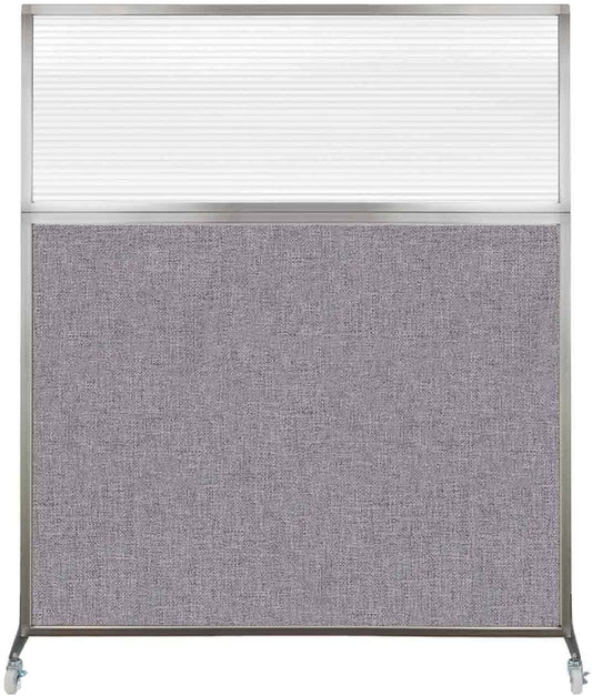 Versare Hush Screen Portable Room Divider with Wheels | Workstation Wall Divider | Freestanding Privacy Hush Panels | Clear Fluted Windows | Fabric Office Divider Screen | Great for Room Separation