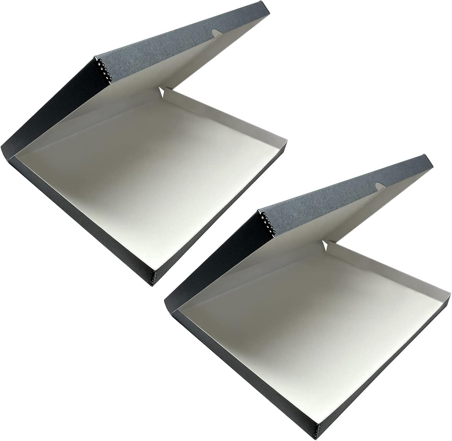 Lineco Folio Storage Box, Clamshell Design with Metal Edge. 23.5x30.5x1.75 in, Archival Boxboard, Preserve Photos, Prints, Cards, Magazines, Documents, Art, Ephemera, Family Records, Gray, Pack of 2