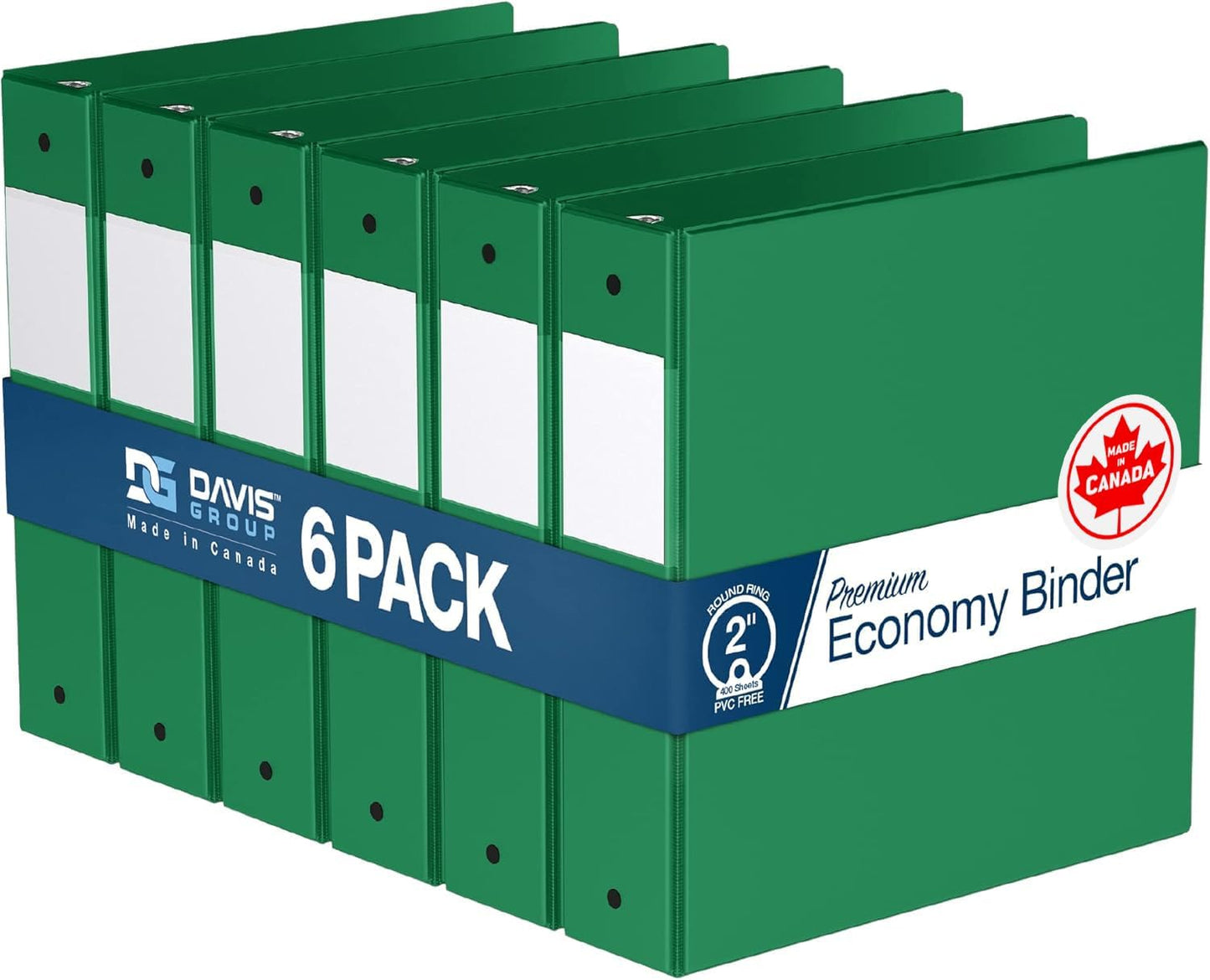 Premium Economy 6-Pack 3-Ring Binders for School or Office, Round-Ring Binders, 2 Inch, Green