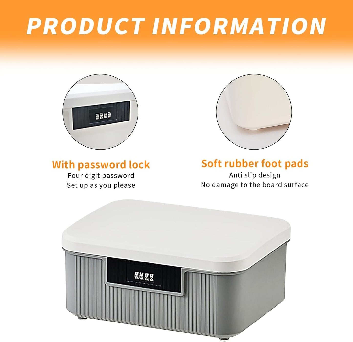 Lockable Storage Container Bin 2.3Gallon / 9L, 2 Layer Combination Lock Box Medicine Case Container for Personal Private Items, Medicines, Food, Snacks, Locking Cell Phone Smart Device Jail (Gray)