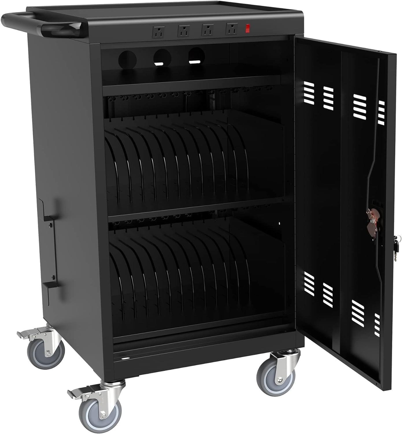 36 Device Charging Cart for Laptop Up to 16.3-inch Screen, Mobile Charging Station and Tablet Storage Cart for iPad, Chromebooks with Cord Organizer, Black.