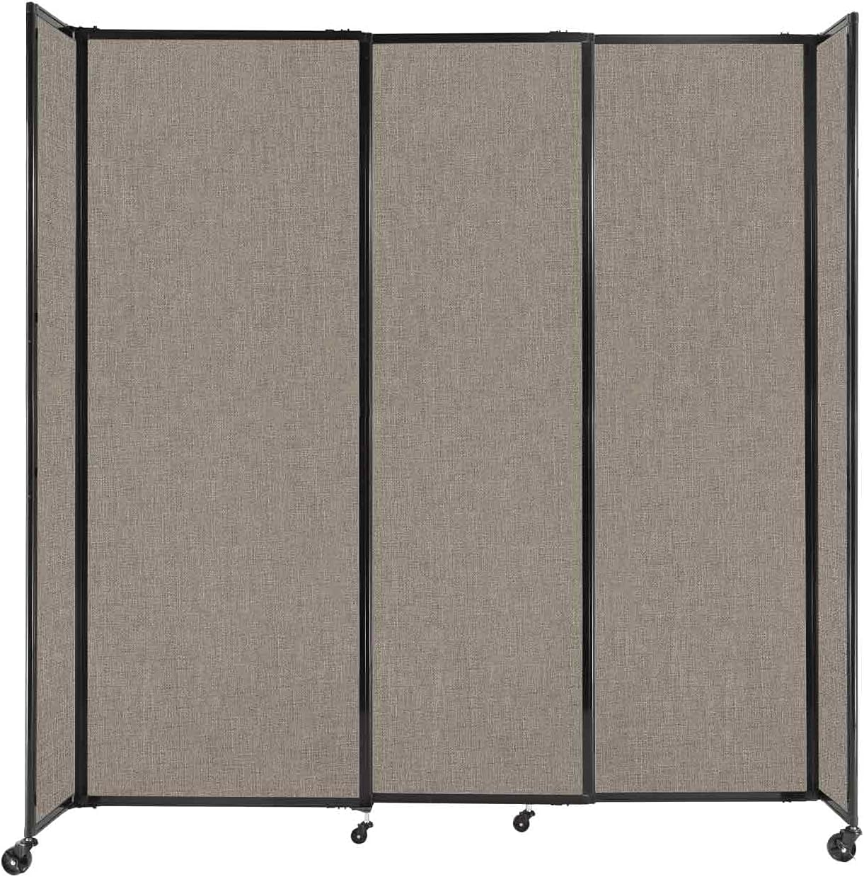 Versare Straightwall Sliding Portable Wall Partition | Freestanding Office Dividers | Locking Wheels | Temporary Room Separator | 7'2" Wide x 7'6" Tall Warm Pebble Fabric Panels